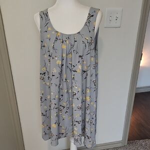 Gray Floral Sleeveless Dress with Yellow Accents